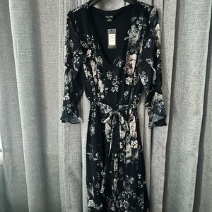 City Chic Black Floral Long Sleeve Dress